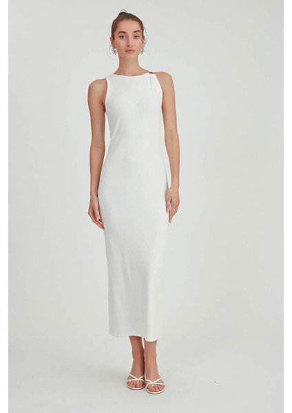 Omuzu Tokalı Uzun Örme Elbise fiyatları