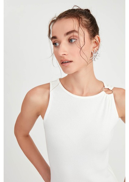 Omuzu Tokalı Uzun Örme Elbise modelleri