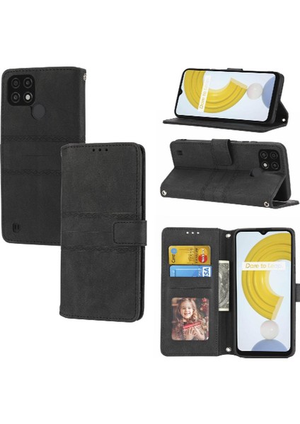 Realme C21 Için Flip Case/realme C20 Pu Deri Manyetik Kapatma Cüzdan (Yurt Dışından)