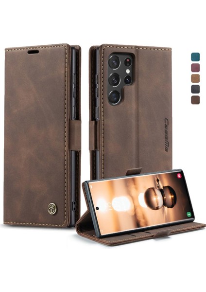 Samsung Galaxy S22 Için Flip Case Ultra Vintage Pu Deri Cüzdan Manyetik (Yurt Dışından)