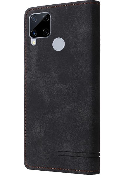 Realme C15 Için Flip CASE/C25 Darbeye Cüzdan Deri Kılıf Basit Flip (Yurt Dışından)