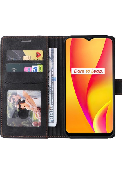 Realme C15 Için Flip CASE/C25 Darbeye Cüzdan Deri Kılıf Basit Flip (Yurt Dışından)