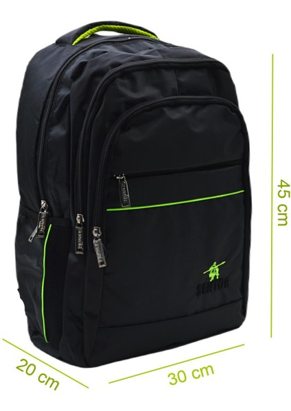 4 Bölmeli Laptop Bölmeli Okul Sırt Çantası Yeşil Çizgili fiyatları