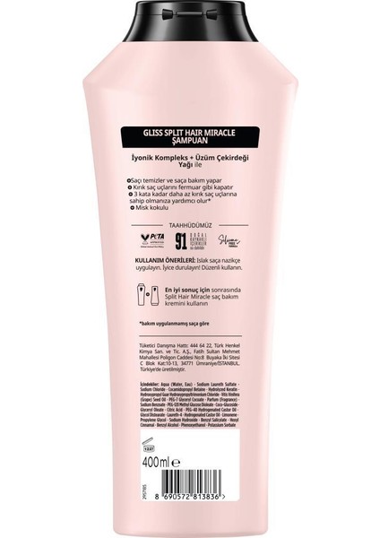 Split Hair Miracle Şampuan 400 ml x 2 Adet + Split Hair Miracle Saç Kremi 360 ml