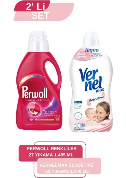 Vernel Max Sensitive 1,44L + Perwoll Renkli 1,485