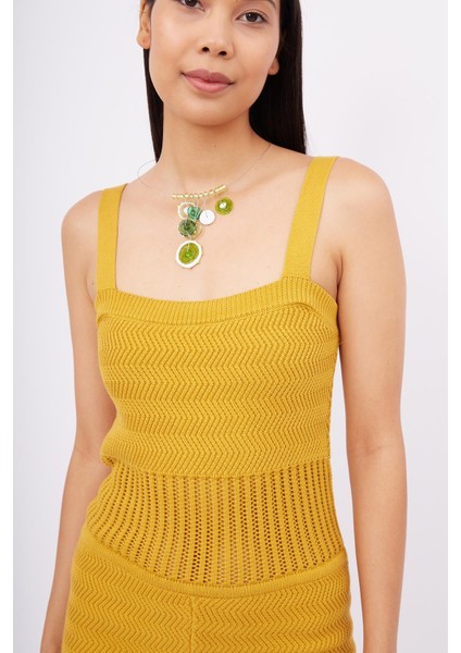 IRIS BODY Ajurlu Kadın Triko Body - Hardal modelleri