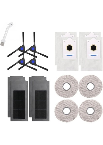 Deebot X2 X2 Omni X2 Pro DEX86 Robotlu Süpürge Yedek Parça Yan Fırça Hepa Filtre Toz Torbası Paspas Bezleri (Yurt Dışından)