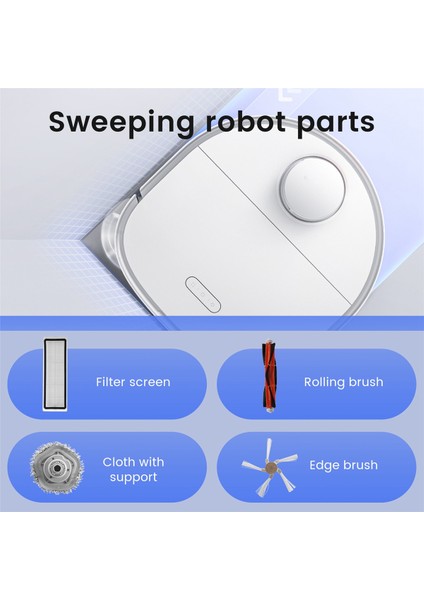 Bot Için W10 Robotlu Süpürge Aksesuarları Ana Yan Fırça Yıkanabilir Hepa Filtre Paspas Bezi Yedek Parça (Yurt Dışından)