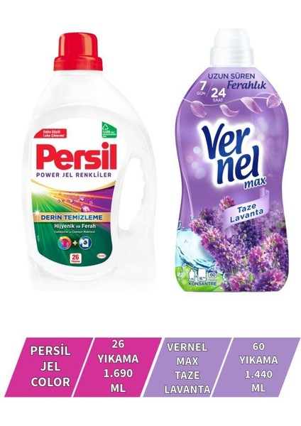 Vernel Max Taze Lavanta 1,44L + Persil Color Jel 26 Yıkama