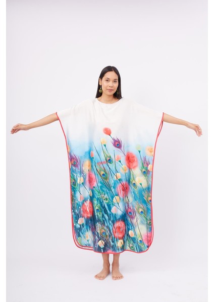 Sprıngfıeld Long Dress Çiçek Baskılı Kısa Kollu 125 cm Uzun Saten Kadın Elbise - Çok Renkli fırsatları