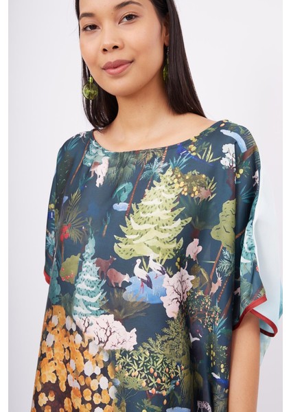 Magıc Moments Long Dress Anne Kız Baskılı 130 cm Uzun Saten Kolsuz Elbise - Çok Renkli fırsatları