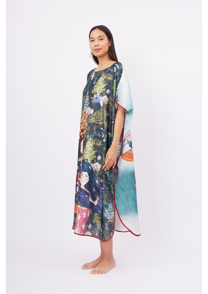 Magıc Moments Long Dress Anne Kız Baskılı 130 cm Uzun Saten Kolsuz Elbise - Çok Renkli indirimleri