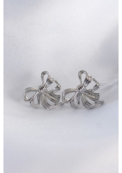 Pirinç Gümüş Renk Fiyonk Küpe