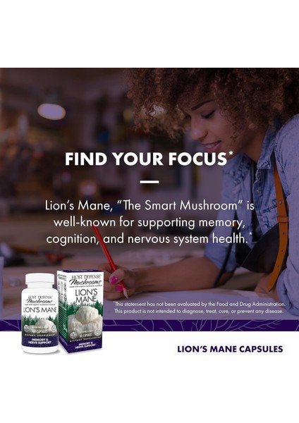Lions Mane Mushrooms Brain Health Focus Memory Function Immune Nervous System Support