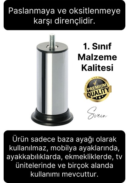 24 Adet Krom M10 Paslanmaz Baza Koltuk Kanepe Destek Ayağı Mobilya Tv Ünite Sehpa fiyatları