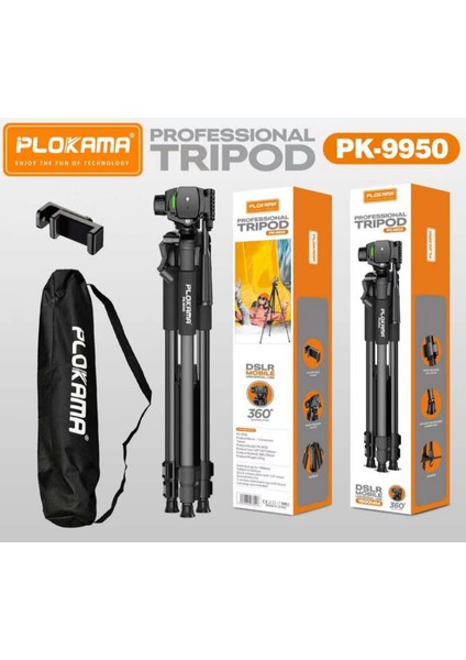 Evrensel Dslr Fotoğraf Makinesi ve Telefon Için Profesyonel Tripod 150 cm Uzuyan 360 Derece Dönebilir