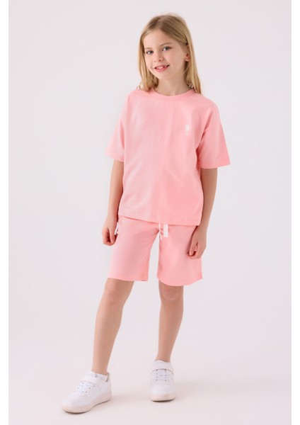Kız Çocuk Somon Bermuda Takım modelleri