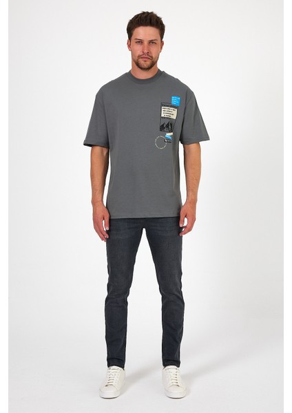 Erkek Bisiklet Yaka Baskılı T-Shirt 7023 indirimleri