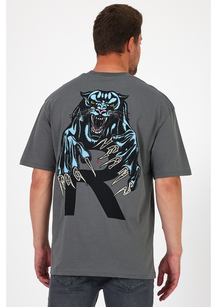 Erkek Bisiklet Yaka Aslan Baskılı T-Shirt 7025 modelleri