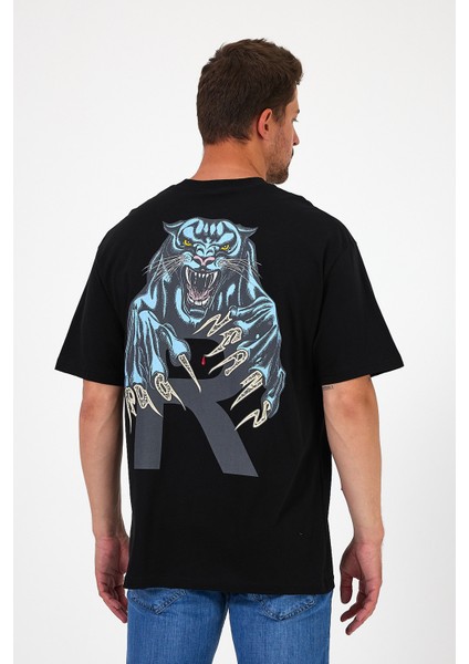 Erkek Bisiklet Yaka Aslan Baskılı T-Shirt 7025 fırsatları