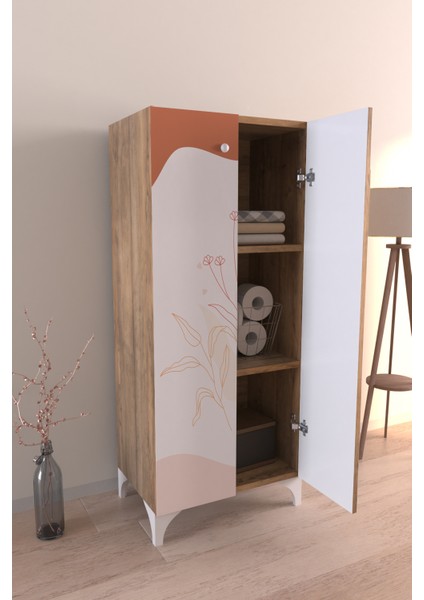Soft Lines 3 Raflı Çok Amaçlı Dolap Mutfak Salon Banyo Ofis Salon Dolabı
