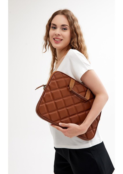 Camel Kapitoneli Askılı 13 & 14 Inç Evrak ve Laptop Çantası