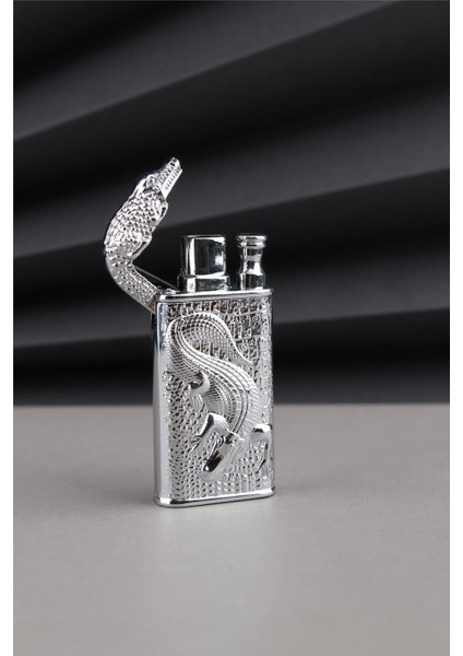 Gümüş Timsah Işlemeli Kabartmalı Timsah Çakmak 24CSM927MR002 modelleri