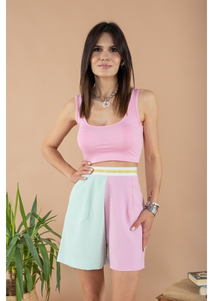 Şeker Pembe Kadın Basic Crop Bluz