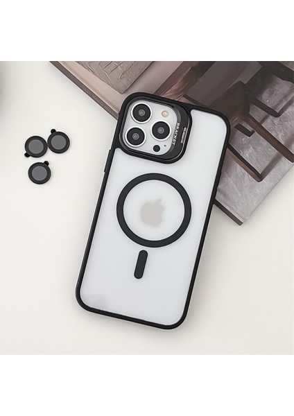 iPhone 13 Pro Max Kılıf Magsafe Uyumlu Kamera Standlı +Lens Koruyuculu Kapak indirimleri