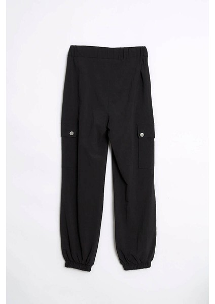 Siyah Lastikli Salaş Bol Jogger Pantalon