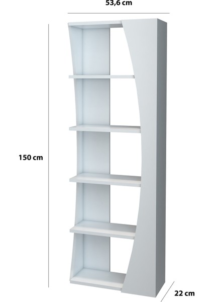 Iskandinav Model  Tasarım Kitaplık 6 Raflı Kitaplık Dekoratif Salon Kitaplığı Ofis Kitaplığı