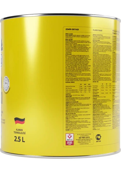 Zemin ve Yol Çizgi Boyası 2.5 Lt