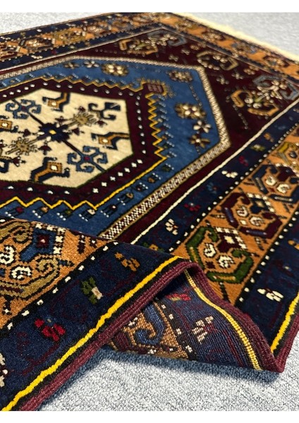 El Dokuma Sıfır Yahyalı Halısı 95X175 Mavi Kök Boya Yün Halı indirimleri