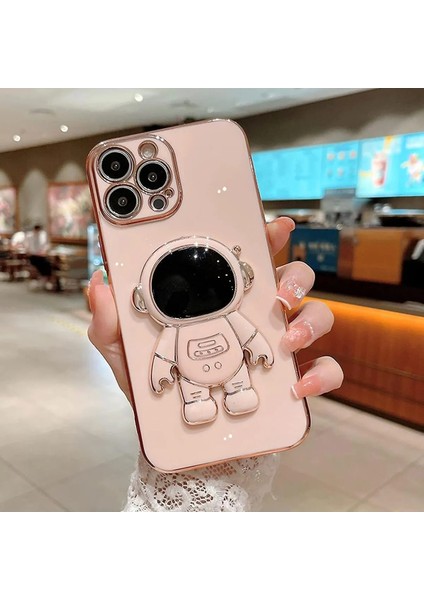 MAB Apple iPhone 12 Pro Uyumlu Astronot Standlı Kamera Lens Korumalı Telefon Kılıfı