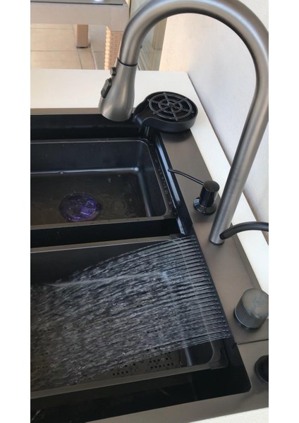 Şelale Mutfak Evye Seti Akıllı Teknolojik Siyah Nano Mutfak Evye Seti fiyatları