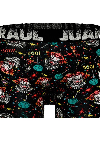 Munivy Juan Raul Palyaço Desenli Siyah Rahat Erkek Boxer