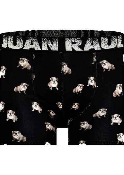 Munivy Juan Raul Köpek Desenli Siyah Rahat Erkek Boxer