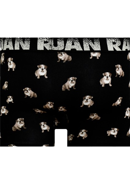 Munivy Juan Raul Köpek Desenli Siyah Rahat Erkek Boxer