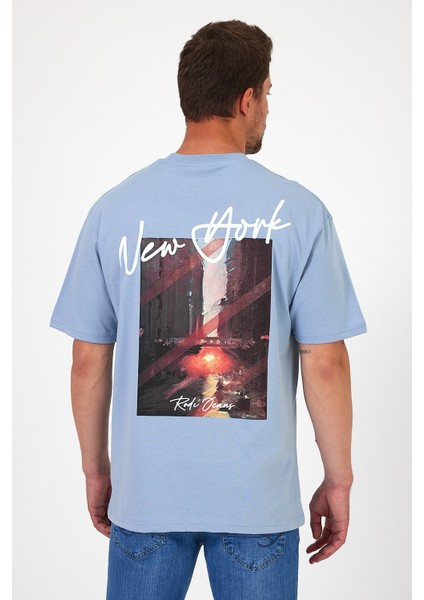 Erkek Bisiklet Yaka Los Angeles Baskılı T-Shirt 7029