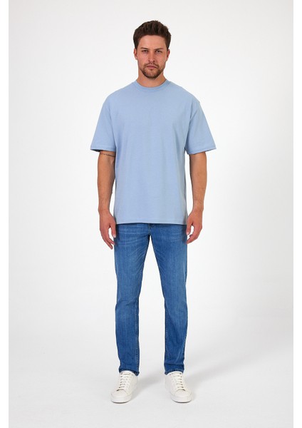 Erkek Bisiklet Yaka Los Angeles Baskılı T-Shirt 7029