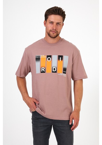 Erkek Bisiklet Yaka Baskılı T-Shirt 7028