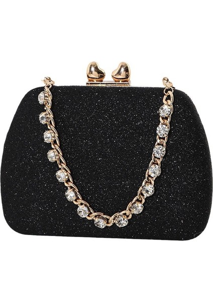Küçük Aşk Rhinestone Zinciri, Taşınabilir Crossbody, Küçük Kare Çanta, Ünlü Ziyafet Debriyajı (Yurt Dışından)
