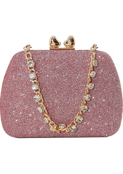 Küçük Aşk Rhinestone Zinciri, Taşınabilir Crossbody, Küçük Kare Çanta, Ünlü Ziyafet Debriyajı (Yurt Dışından)