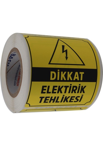 Dikkat Elektirik Tehlikesi Etiketi 70MM x 80MM Ruloda 250 Adet modelleri