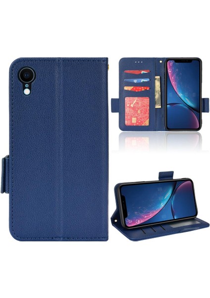Iphone Xr Için Kılıf Manyetik Kart Yuvaları Tutucu Yan Toka Cüzdan Pu Deri (Yurt Dışından)
