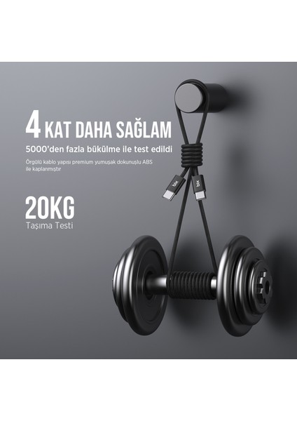 BX04CC Type-C To Type-C 60W Örgülü Şarj ve Data Kablosu 1 Metre Beyaz