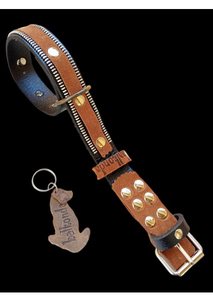 Köpek boyun tasması hakiki deri süet siyah taba kalınlık:4mm genişlik:3cm boyun ölçüsü:27-35cm ayarlamalı dog collar T1-29S