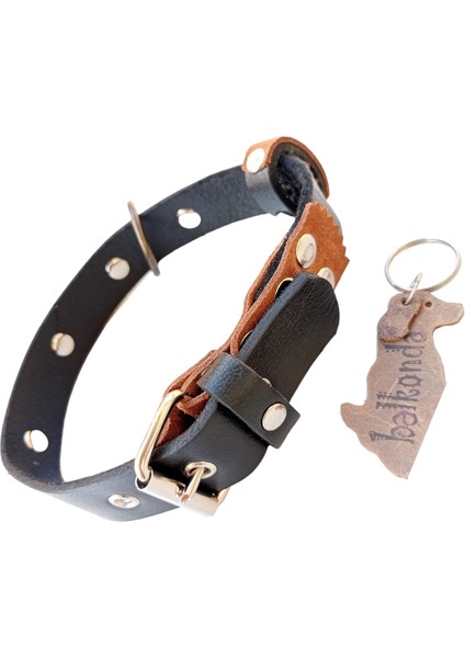 Köpek boyun tasması hakiki deri süet siyah taba kalınlık:4mm genişlik:3cm boyun ölçüsü:27-35cm ayarlamalı dog collar T1-29S