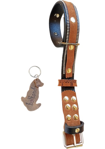 Köpek boyun tasması hakiki deri süet siyah taba kalınlık:4mm genişlik:3cm boyun ölçüsü:27-35cm ayarlamalı dog collar T1-29S