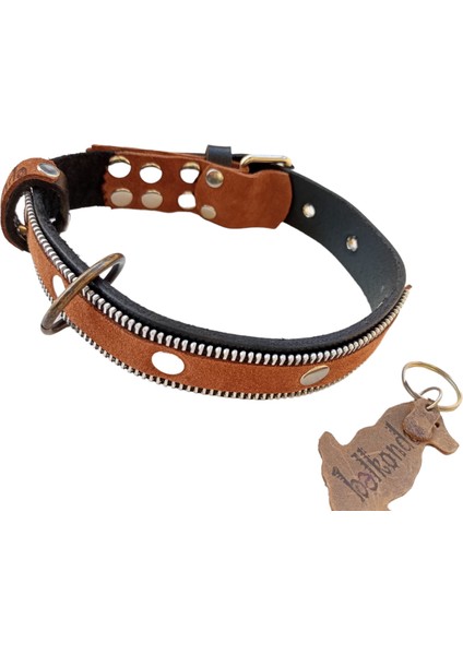 Köpek boyun tasması hakiki deri süet siyah taba kalınlık:4mm genişlik:3cm boyun ölçüsü:27-35cm ayarlamalı dog collar T1-29S